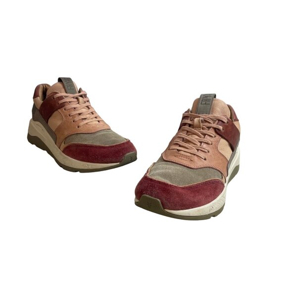 Frye Women's Pink Brown Leather Sport Stud Shoes Sz 8M - Picture 1 of 10